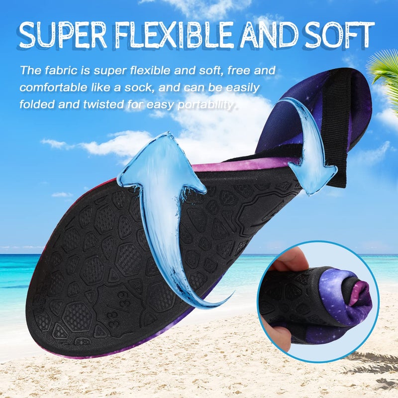 ANLUKE Water Shoes Barefoot Aqua Yoga Socks Quick-Dry Beach Swim Surf Shoes for Women Men Purple 40/41 - Image 5